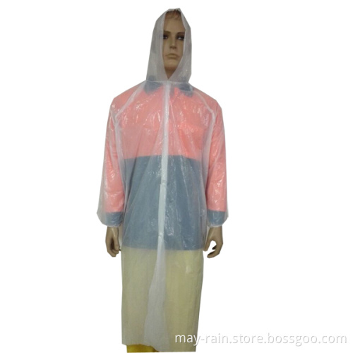 Disposable PE plastic rain coat waterproof various colors with logo